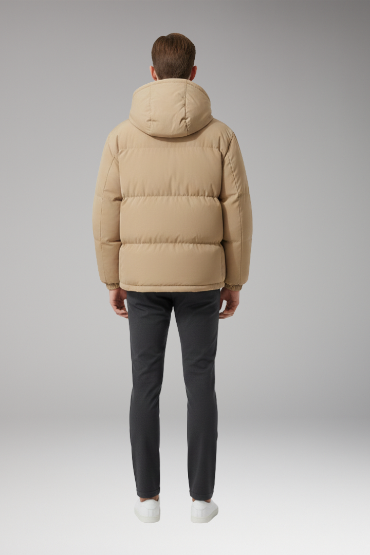 Men’s Hooded Jacket with Zip Front and Welt Pockets