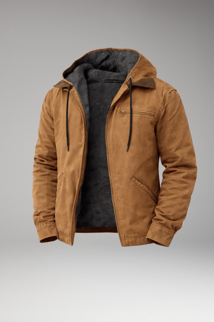Men’s Hooded Jacket with Zipper and Side Pockets