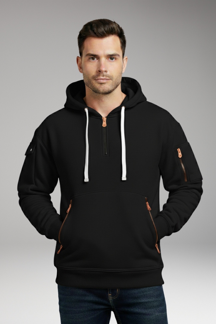 Men’s Hoodie with Adjustable Hood and Zippered Pockets