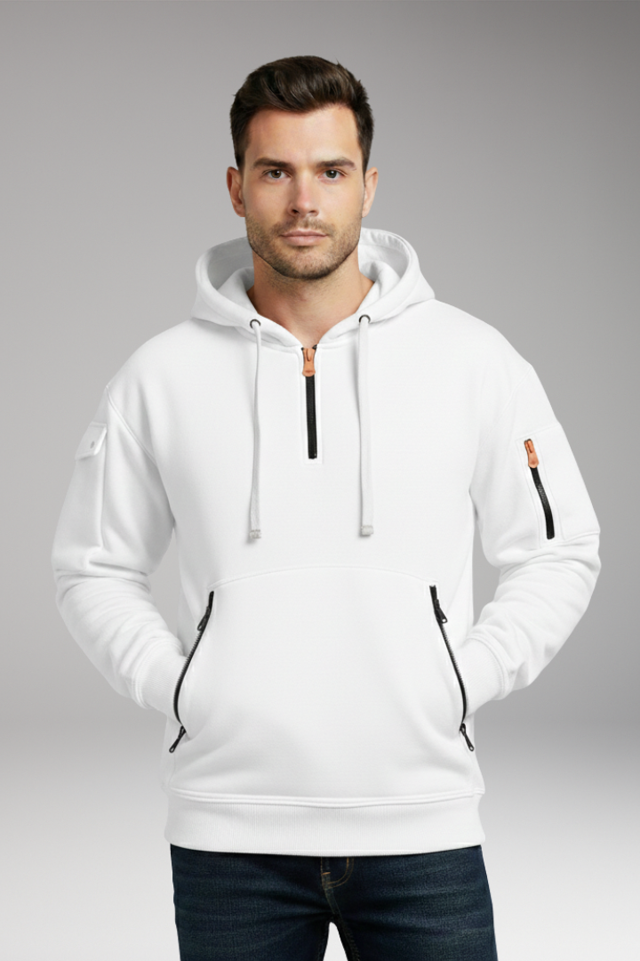 Men’s Hoodie with Adjustable Hood and Zippered Pockets