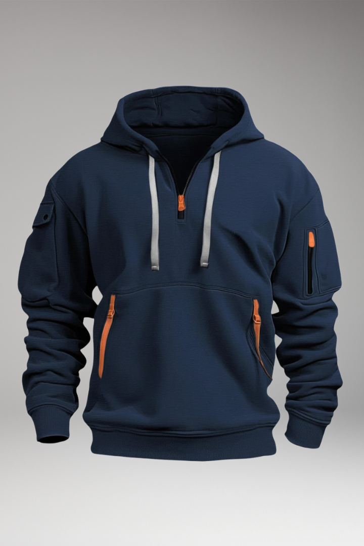 Men’s Hoodie with Adjustable Hood and Zippered Pockets