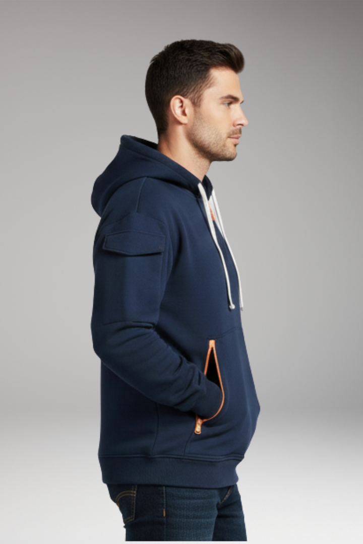 Men’s Hoodie with Adjustable Hood and Zippered Pockets