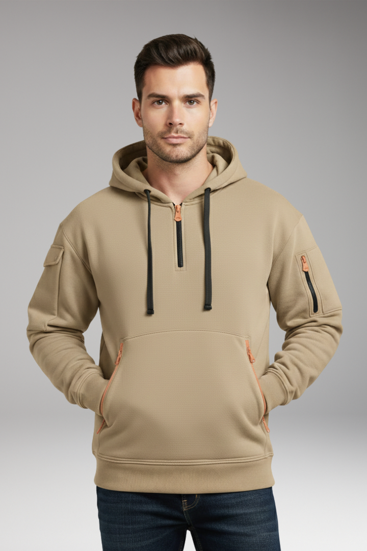 Men’s Hoodie with Adjustable Hood and Zippered Pockets