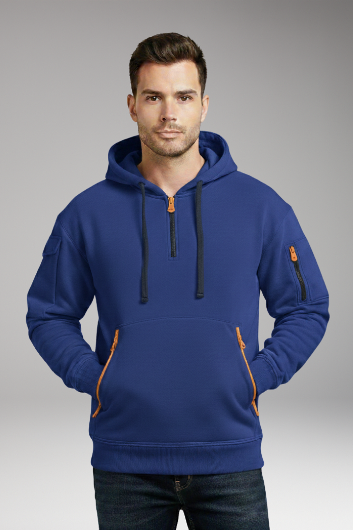 Men’s Hoodie with Adjustable Hood and Zippered Pockets