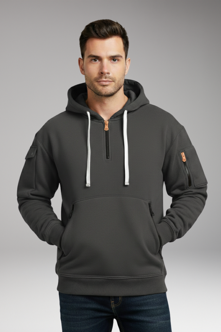 Men’s Hoodie with Adjustable Hood and Zippered Pockets