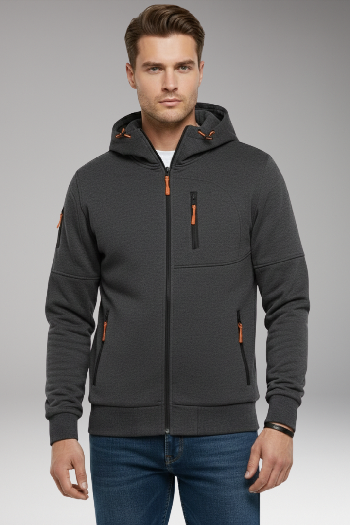Men’s Hoodie with Full Zip and Zipped Pockets