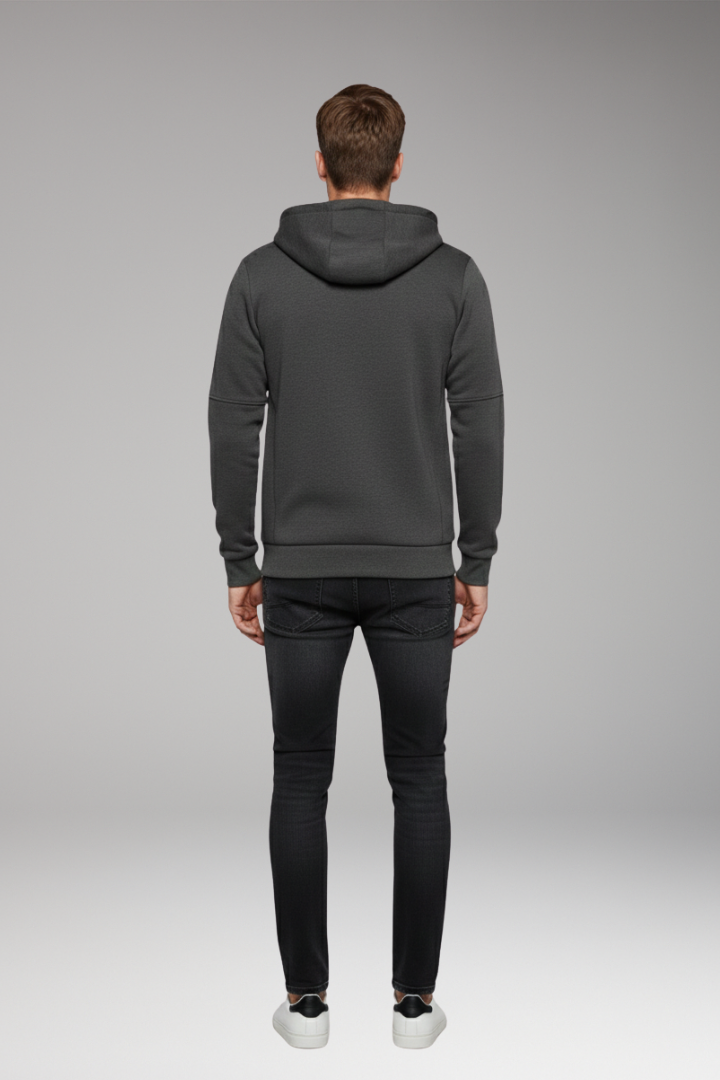 Men’s Hoodie with Full Zip and Ribbed Cuffs