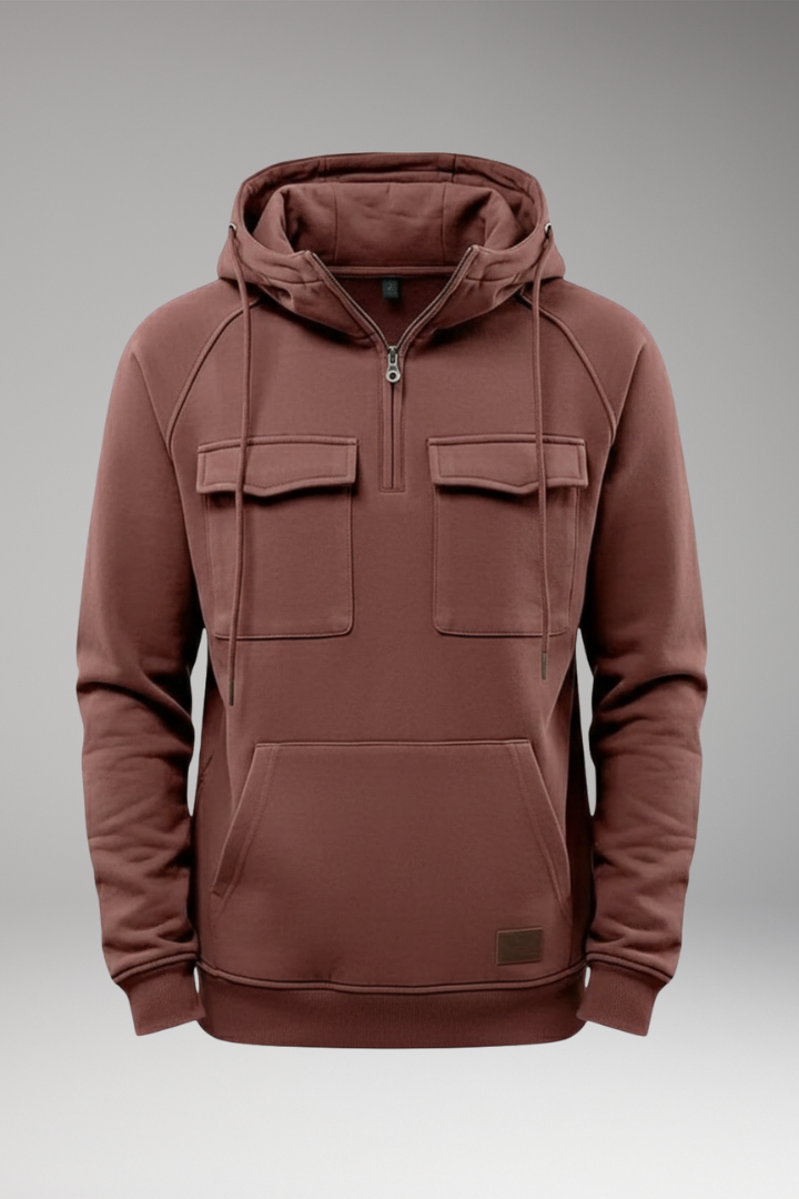 Men’s Hoodie with Half Zipper and Chest Storage