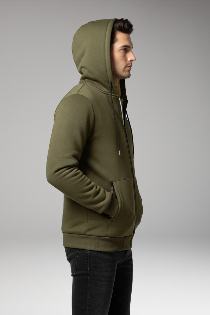 Men’s Hoodie with Zipper and Fleece Lining