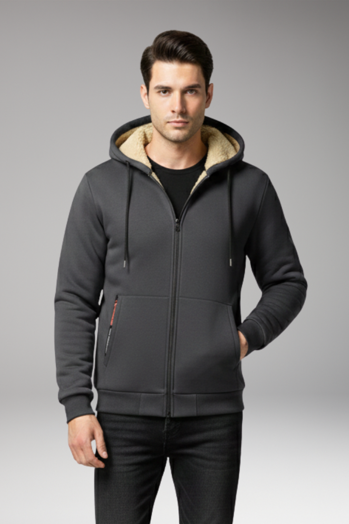 Men’s Hoodie with Zipper and Fleece Lining