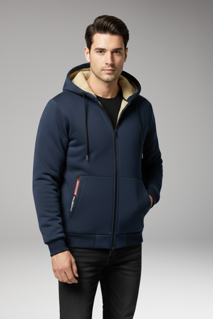 Men’s Hoodie with Zipper and Fleece Lining