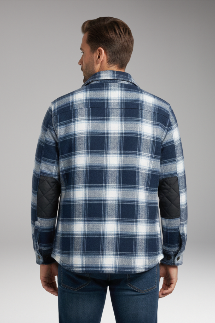 Men's Jacket with Button Fastening and Quilted Lining
