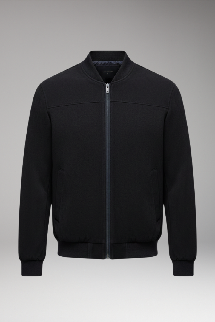 Men's Jacket with Front Closure and Ribbed Cuffs
