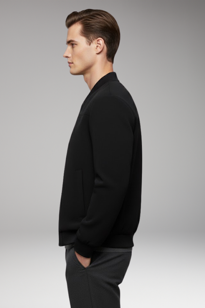 Men's Jacket with Front Closure and Ribbed Cuffs