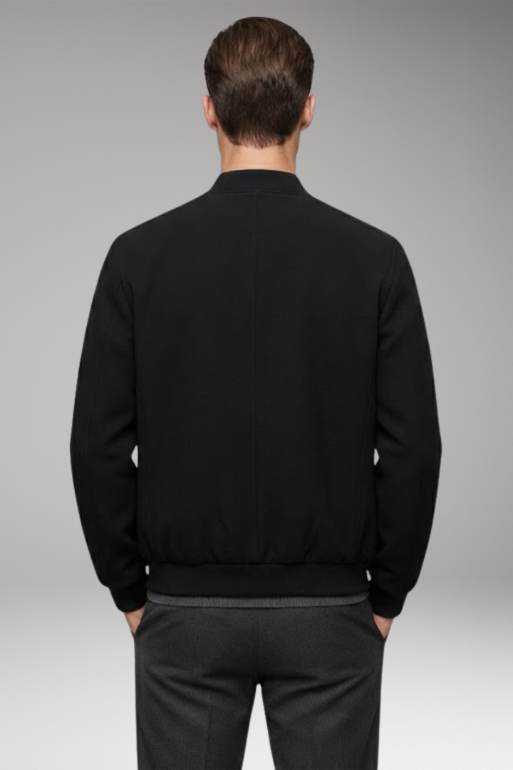 Men's Jacket with Front Closure and Ribbed Cuffs