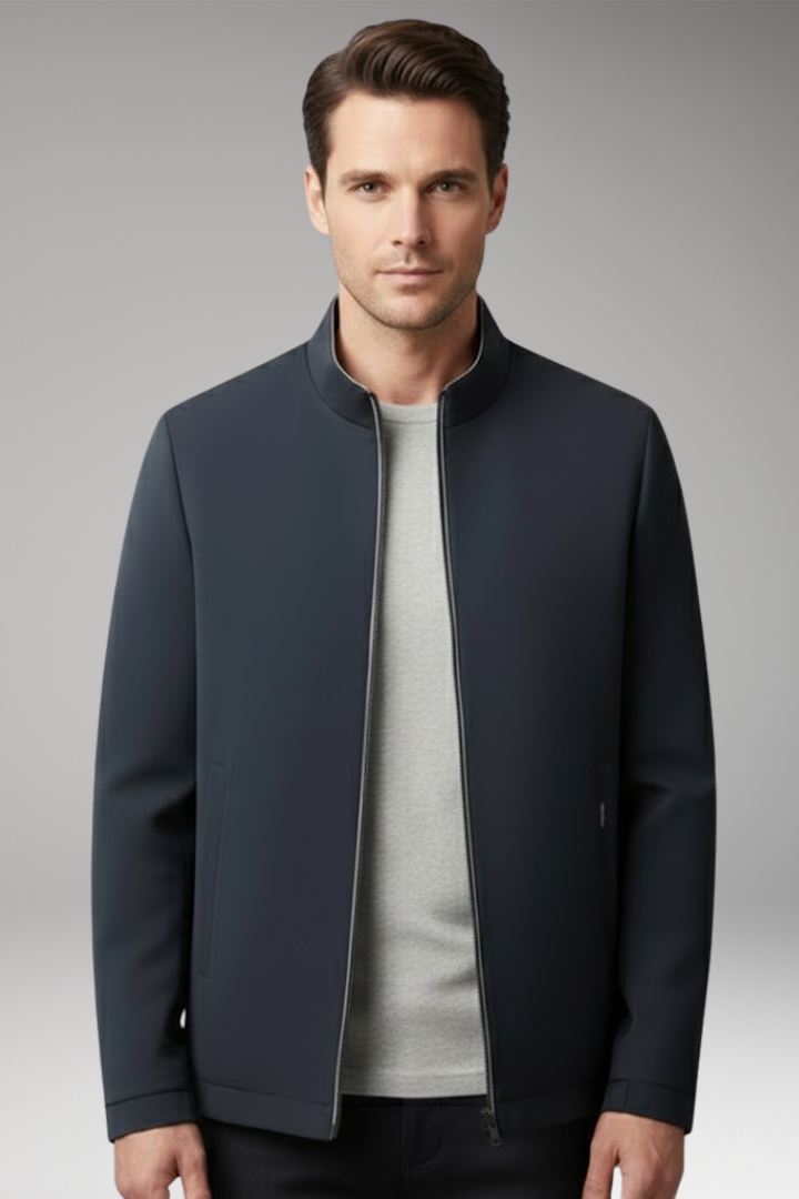 Men’s Jacket with Front Zip and Zippered Pockets