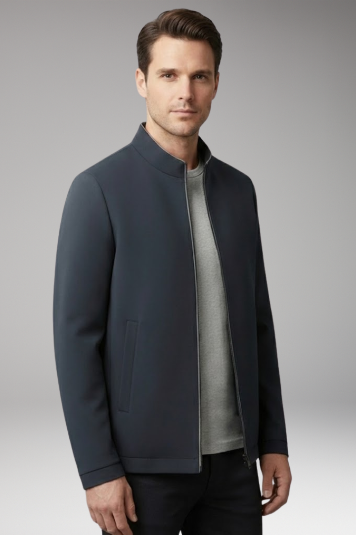 Men’s Jacket with Front Zip and Zippered Pockets