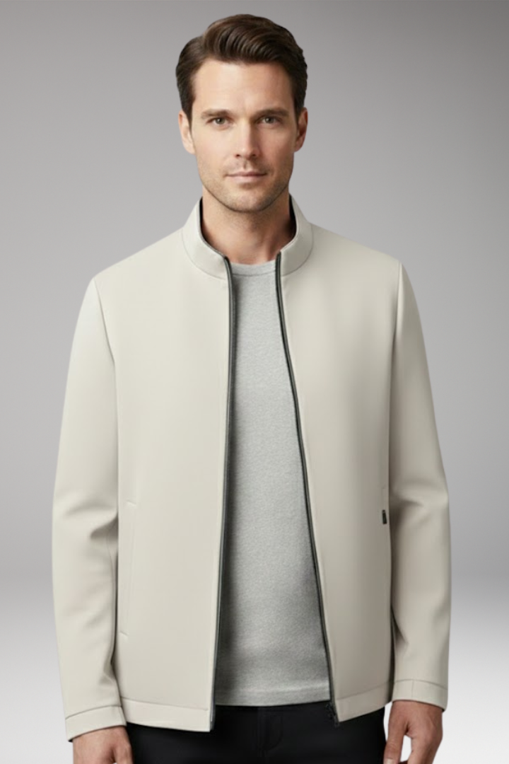 Men’s Jacket with Front Zip and Zippered Pockets