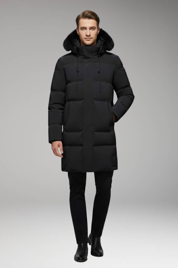 Men’s Jacket with Hood and Quilted Outer Surface