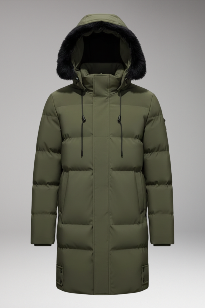Men’s Jacket with Hood and Quilted Outer Surface