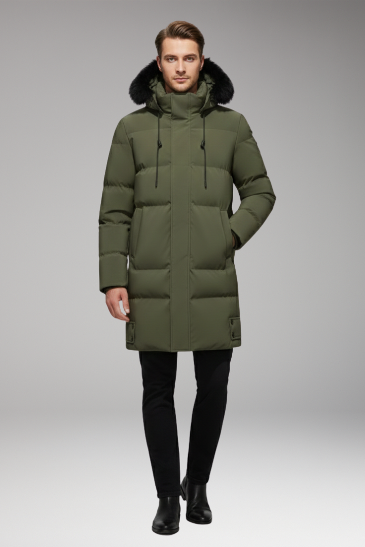 Men’s Jacket with Hood and Quilted Outer Surface