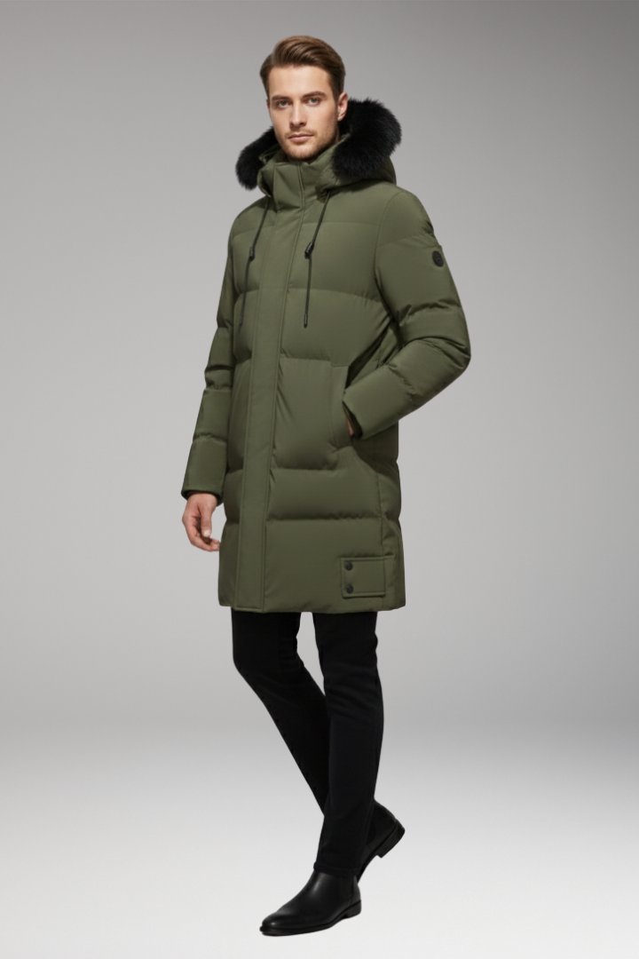 Men’s Jacket with Hood and Quilted Outer Surface
