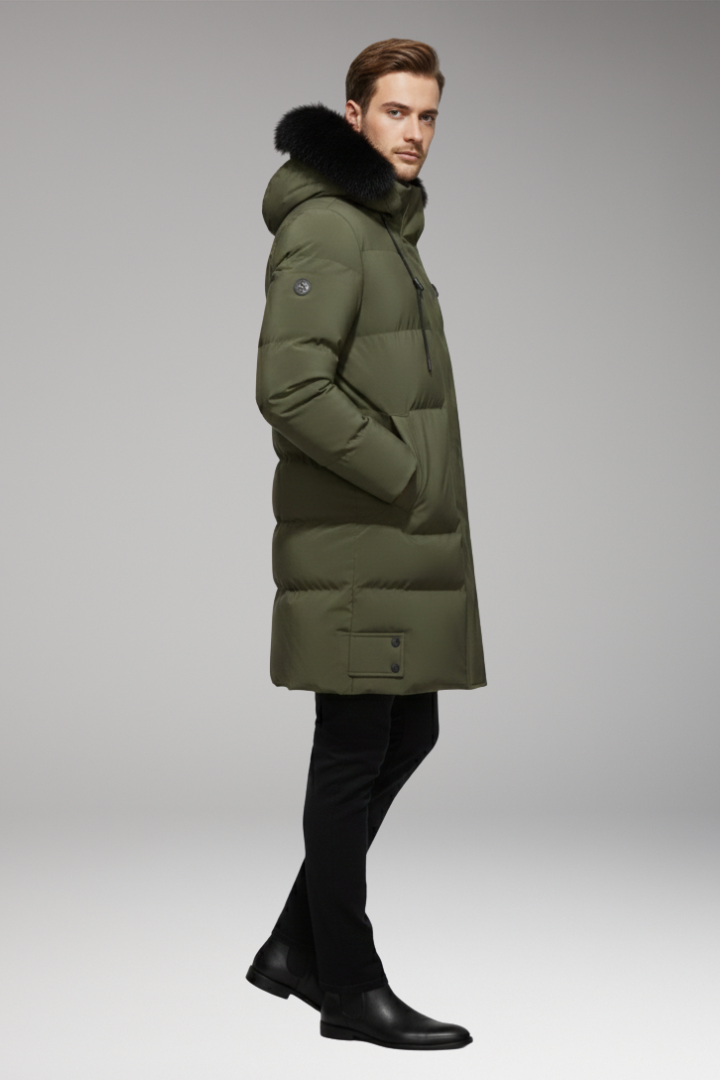 Men’s Jacket with Hood and Quilted Outer Surface