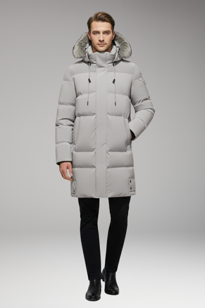 Men’s Jacket with Hood and Quilted Outer Surface