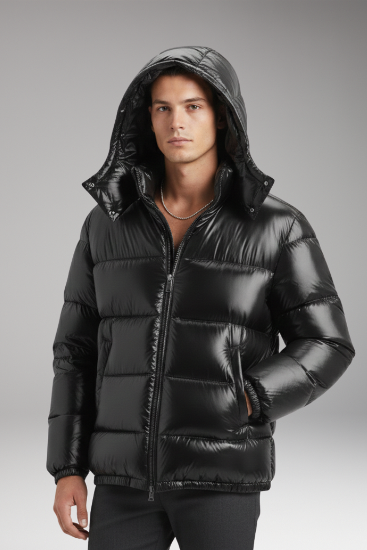 Men’s Jacket with Hood and Quilted Surface
