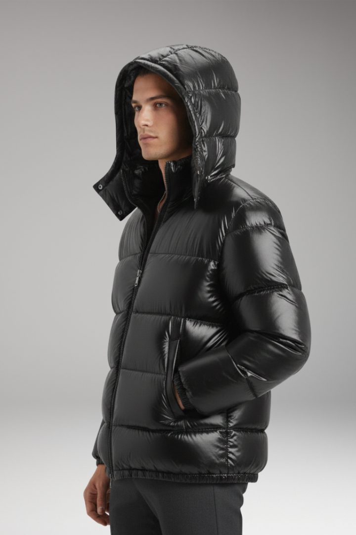 Men’s Jacket with Hood and Quilted Surface