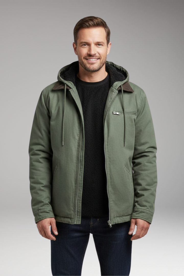 Men’s Jacket with Hood and Zip Fastening