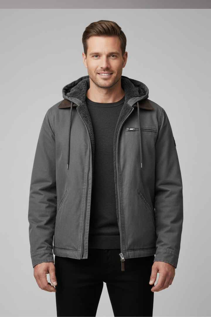 Men’s Jacket with Hood and Zip Fastening