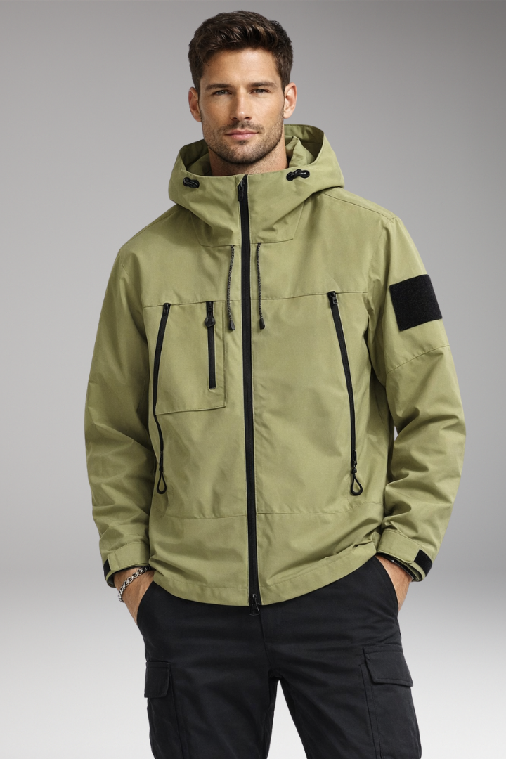 Men’s Jacket with Hood and Zippered Pockets