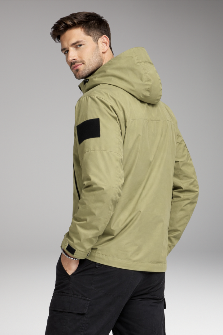 Men’s Jacket with Hood and Zippered Pockets