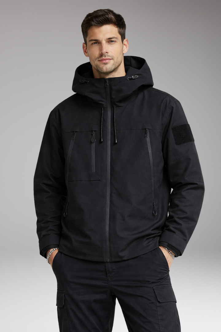 Men’s Jacket with Hood and Zippered Pockets