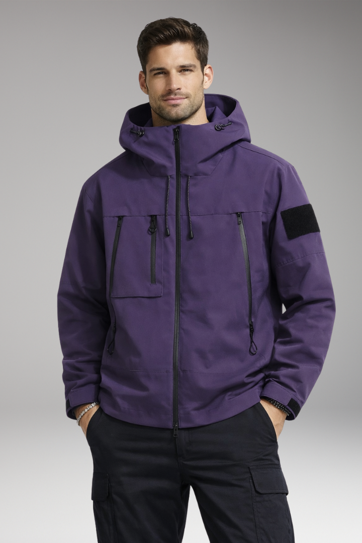 Men’s Jacket with Hood and Zippered Pockets