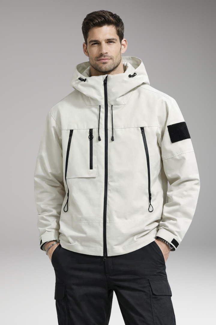 Men’s Jacket with Hood and Zippered Pockets