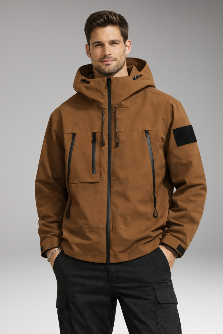 Men’s Jacket with Hood and Zippered Pockets