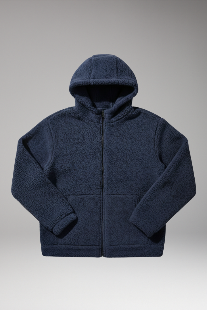 Men’s Jacket with Hooded Neckline and Zipper Closure