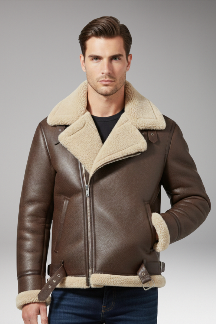 Men’s Jacket with Lined Collar and Zip Fastening