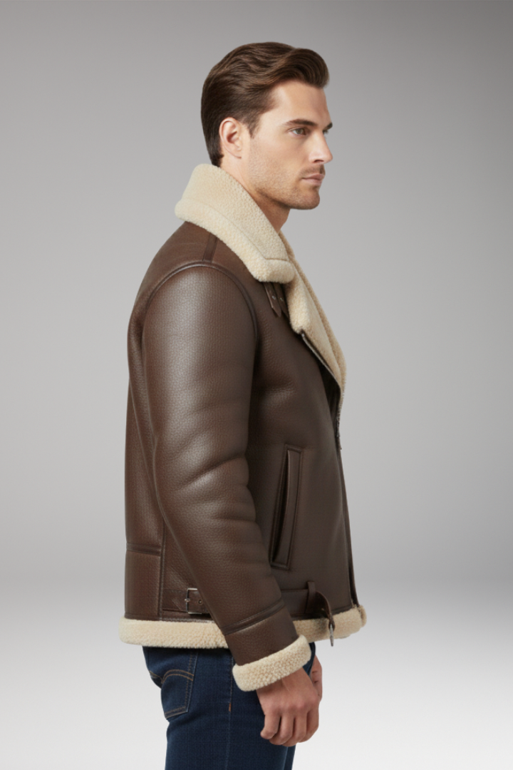 Men’s Jacket with Lined Collar and Zip Fastening
