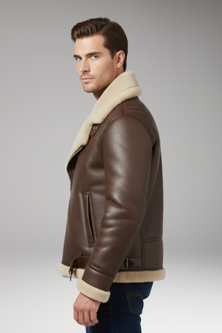Men’s Jacket with Lined Collar and Zip Fastening