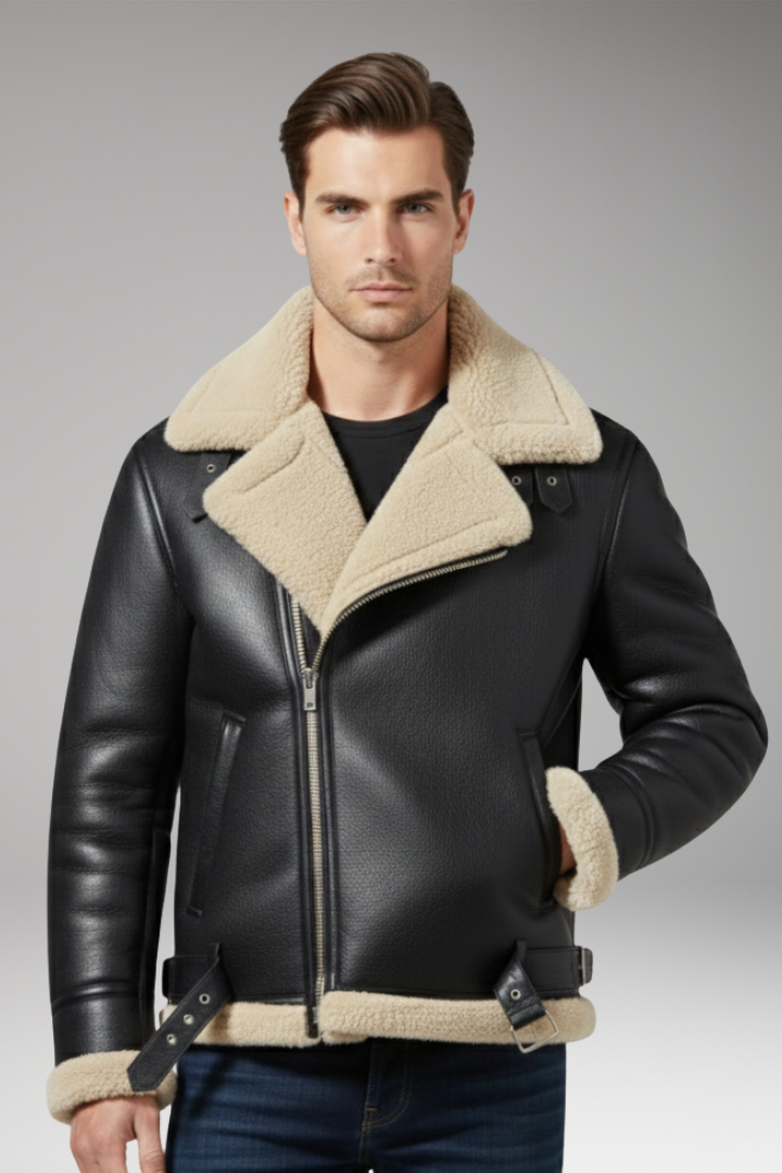 Men’s Jacket with Lined Collar and Zip Fastening