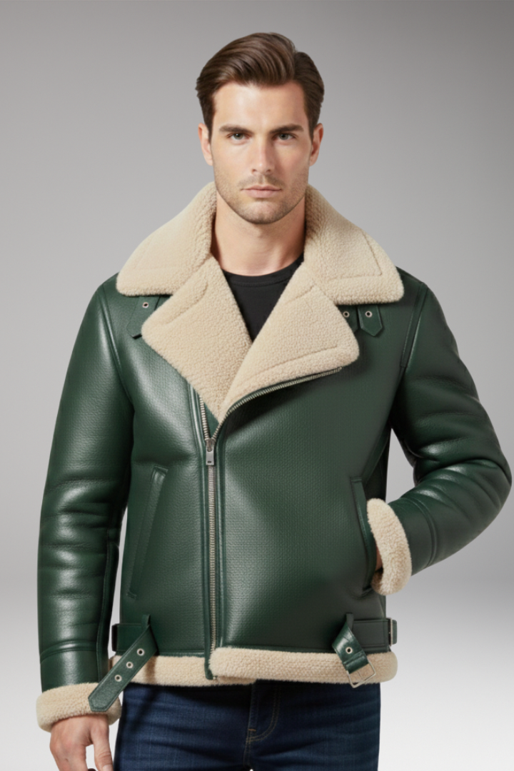 Men’s Jacket with Lined Collar and Zip Fastening
