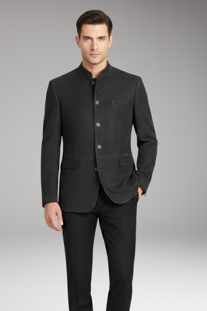 Men's Jacket with Long Cut and Structured Design