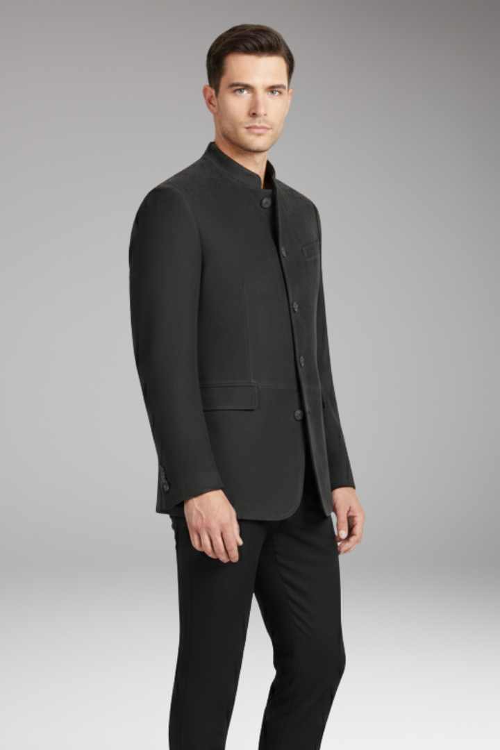 Men's Jacket with Long Cut and Structured Design