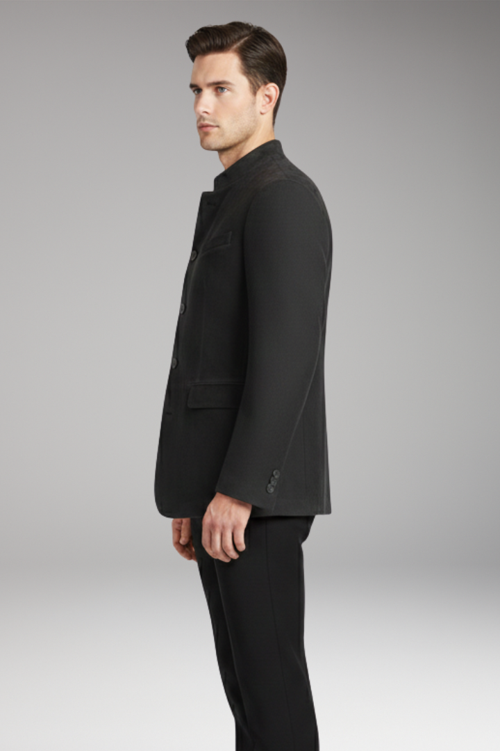 Men's Jacket with Long Cut and Structured Design
