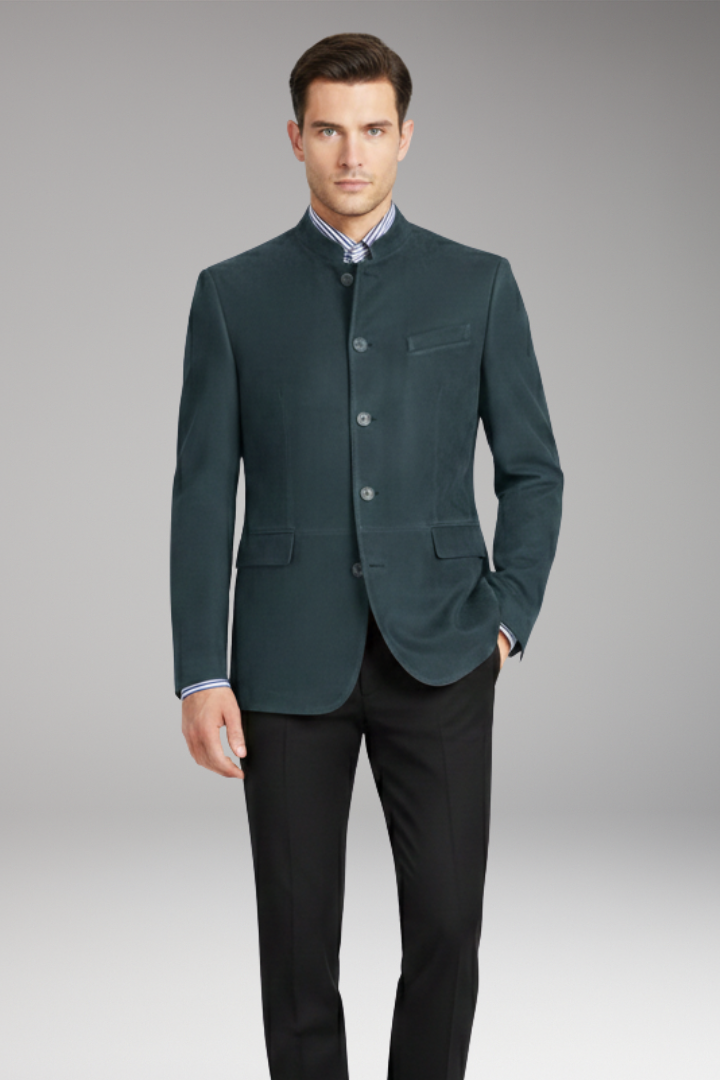 Men's Jacket with Long Cut and Structured Design
