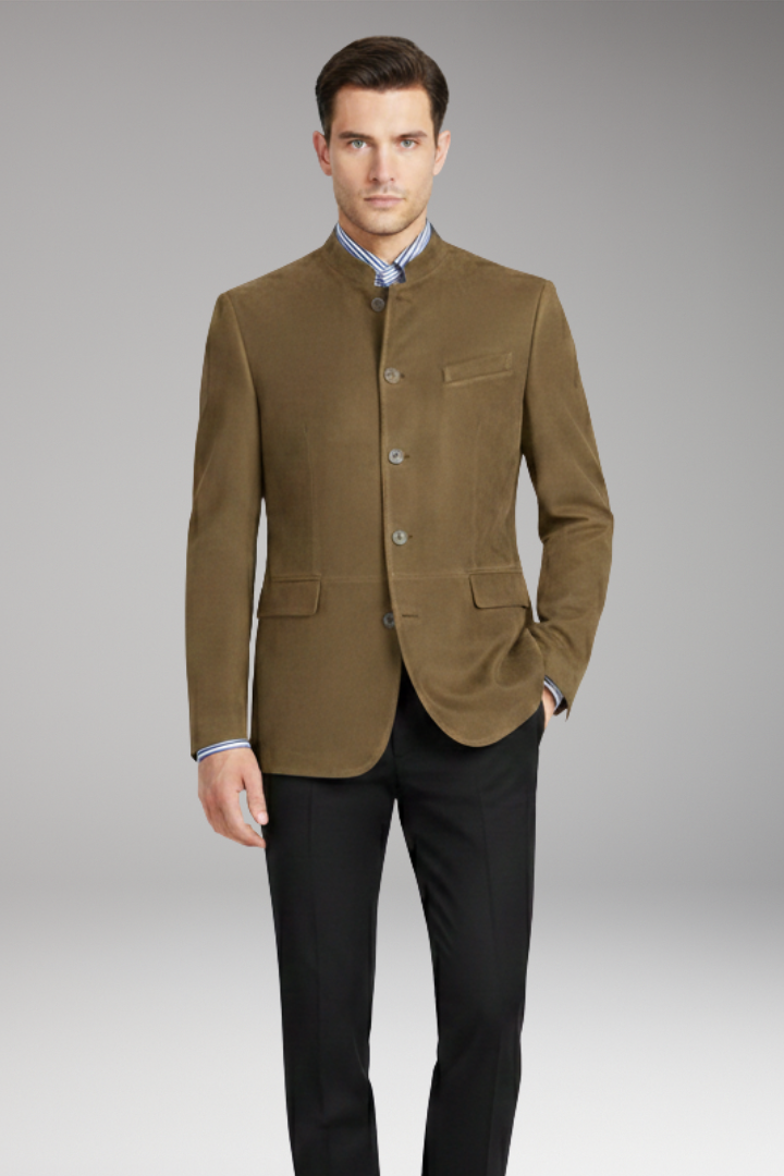 Men's Jacket with Long Cut and Structured Design