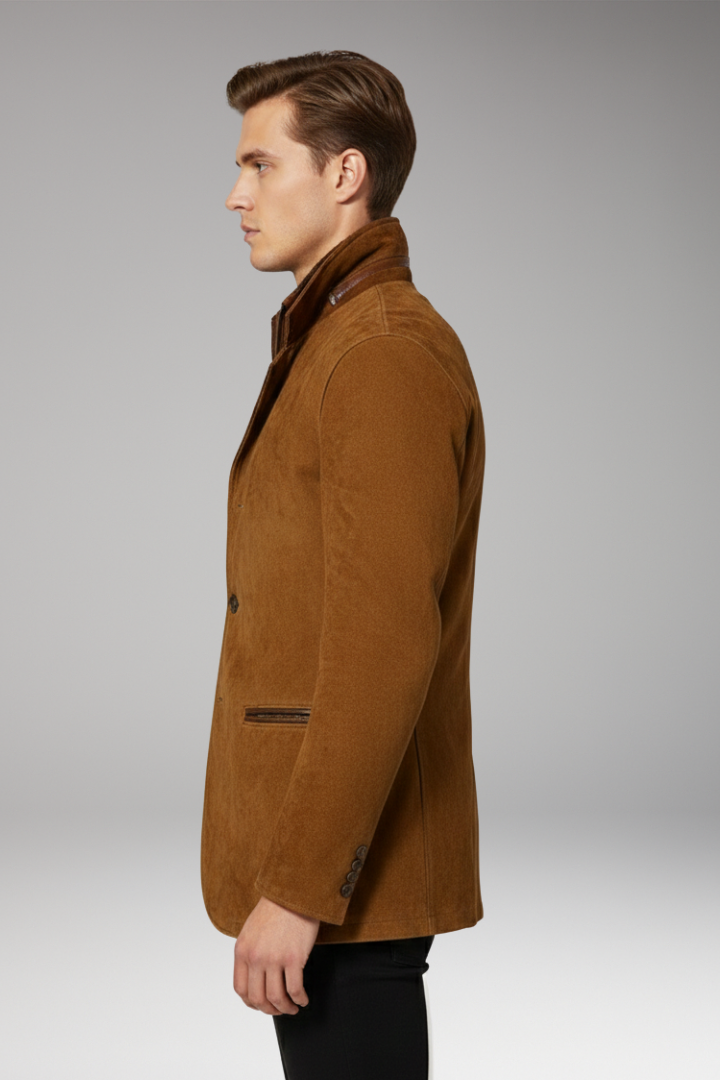 Men’s Jacket with Notched Collar and Button Fastening